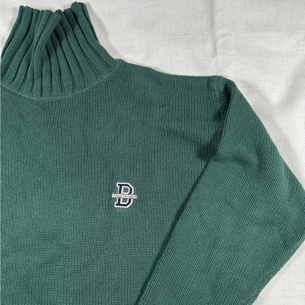 🔥 Vintage 90s BOCA Oversized Green Chunky Knit Turtleneck Sweater 🔥 - Picture 4 of 10